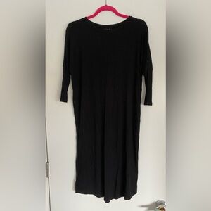 WUKOGALS Black Ribbed Knee-Length Dress XS | Women’s, Modest, Stretch Jersey